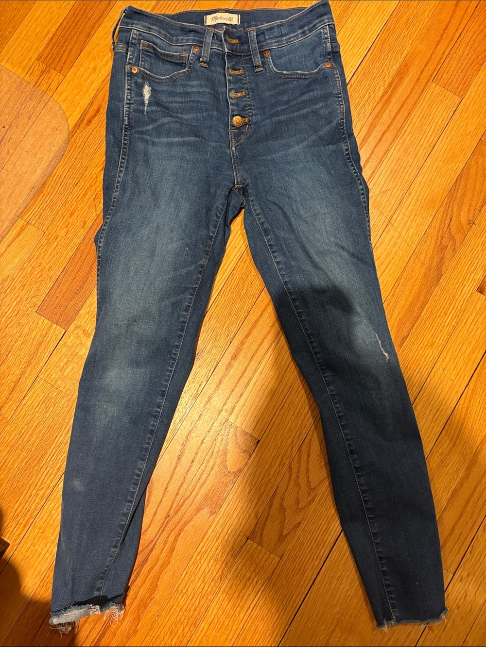 Madewell Dark Blue High-Rise Button-Fly Skinny Jeans